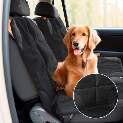 Aurelema 2 Pcs Car Seat Protector with Non-Slip Backing and Mesh Pockets 600d Fabric Child Car Seat Covers Waterproof, Durable for Baby and Pet, Sedan SUV Truck (Black)