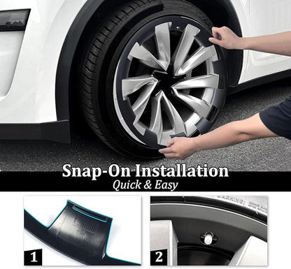 Wheel Rim Protector Designed for 2025 2026 Tesla Model Y Juniper 20 Inch Helix Wheel, 4PCS ABS Rim Guard Hubcap Cover Tire Trim Rings for Model Y Juniper Accessories, Black