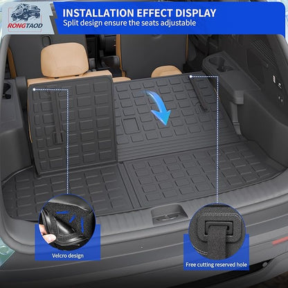 Rongtaod Floor Mat Compatible with 2014-2019 Toyota Highlander Trunk Mat Cargo Mat Cargo Liner Back Seat Cover Protector Floor Liner 2019 Highlander Accessories (Trunk Mat with Backrest Mat+Floor Mat)
