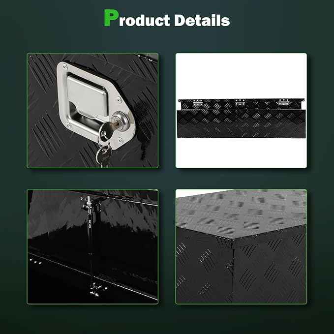 SCITOO 39 Inch Aluminum Truck Bed Tool Box,Diamond Plate Heavy Duty Crossover Storage for Most Full Size Pickups,Lockable Weatherproof Chest,Fits 39" Truck Beds,Easy Access to Load and Unload