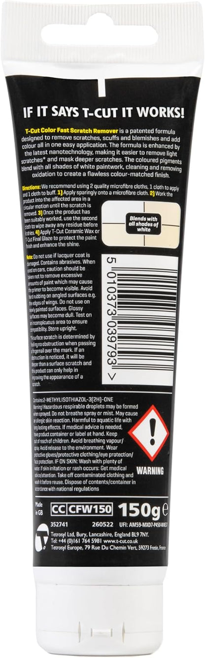 T-Cut Color Fast White Car Wax Polish Scratch Remover Color Enhancer, 5.3 Oz