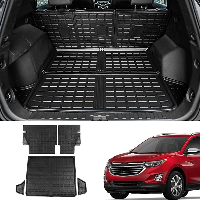 Bomely Cargo Mat Compatible with 2018-2024 Chevrolet Equinox & GMC Terrain Trunk Mat TPE All Weather Back Seat Cover Protector (Backrest Mats+Rear Trunk Mat)