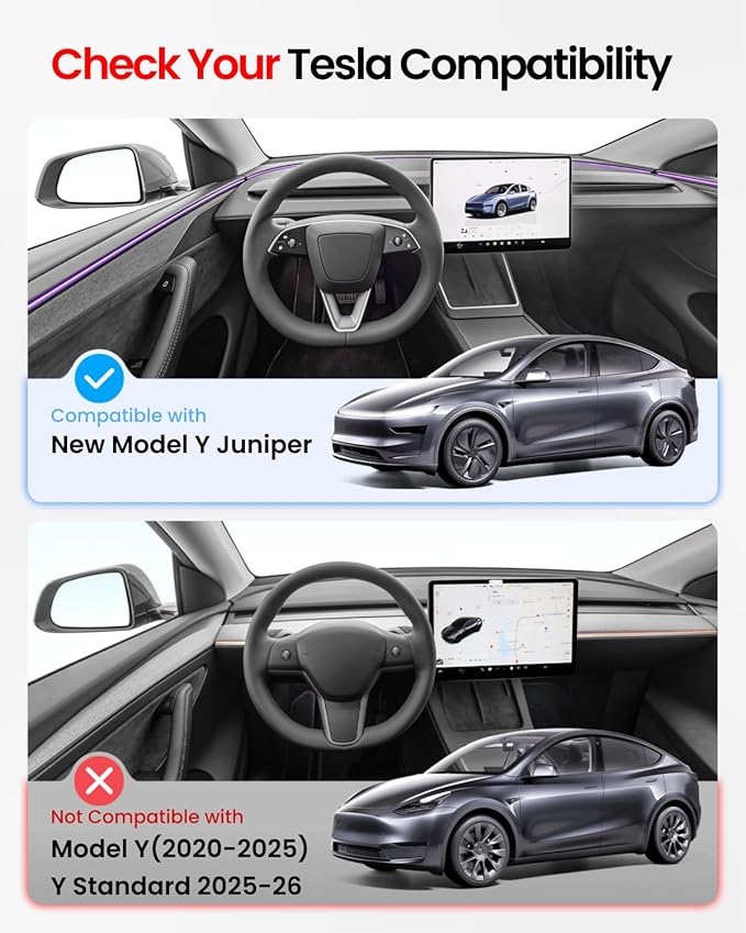 REEVAA 2025 Upgrade Tesla Model Y New (Juniper) Sunshade Roof [No Gaps, No-Sagging] Tesla Y Accessories Heat Insulation Foldable Glass Sunroof Cover for Model Y Juniper 2025-2026, 2PCS, Black