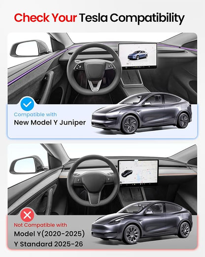 REEVAA 2025 Upgrade Tesla Model Y New (Juniper) Sunshade Roof [No Gaps, No-Sagging] Tesla Y Accessories Heat Insulation Foldable Glass Sunroof Cover for Model Y Juniper 2025-2026, 2PCS, Black