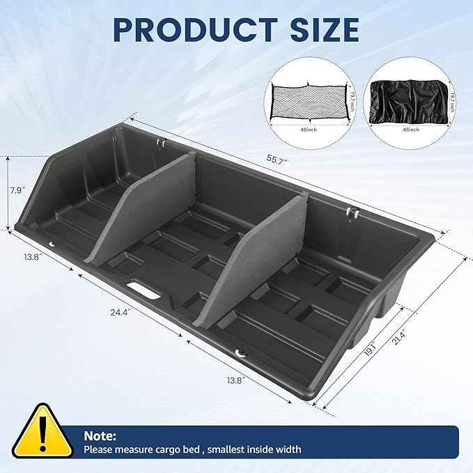 Full-Size Pickup Truck Cargo Box Organizer, Tail Box Storage Box Compatible with Truck Bed, Divider Truck Organizer with Net and Rain Cover, Black (56 inch)