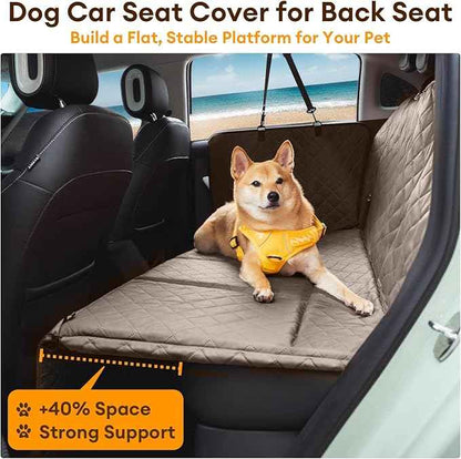 FUNNY FUZZY Dog Car Seat Cover, Back Seat Extender for Dogs - 420Lb Hard Bottom Waterproof Pet Car Seat Cover, 600D Heavy Duty Pet Hammock with Non-Slip Bottom for Cars, SUV, Trucks