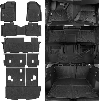 Custom Fit Floor Mats for 2009-2015 Honda Pilot, All Weather TPE Floor Liners with Trunk Mat & Backrest Protectors, Odorless Full Set Interior Accessories