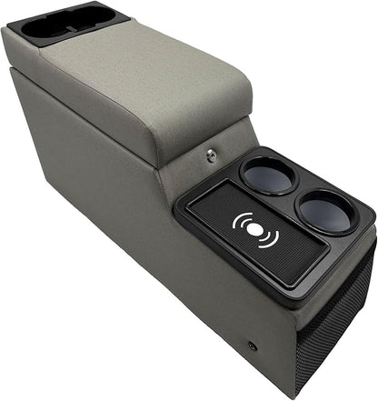 Truck Center Console Truck Seat/Bench Organizer with Wireless Charging and Holder Cups for Jeep CJ5 1976-1983,Jeep CJ7 1976-1986,Jeep Wrangler(YJ) 1987-1995 (Gray)