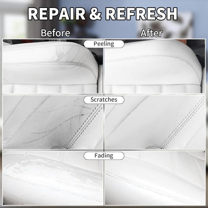 White Leather Recoloring Balm,Leather Couch Scratch/Stain Remover,Leather Repair kit for Vinyl Furniture and Car Interior,Leather Dye Paint for Scratched and Faded Leather Couches