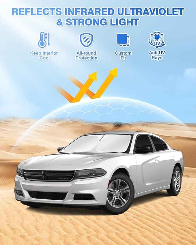 Windshield Sun Shade for 2011-2024 Dodge Charger Accessories Sunshade Side Rear Window Shade Cover Sun Visor Shield Privacy Shade Keep Vehicle Cool Black 6PCS