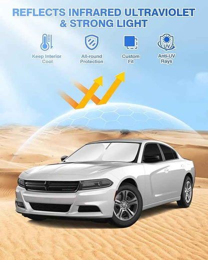 Windshield Sun Shade for 2011-2024 Dodge Charger Accessories Sunshade Side Rear Window Shade Cover Sun Visor Shield Privacy Shade Keep Vehicle Cool Black 6PCS
