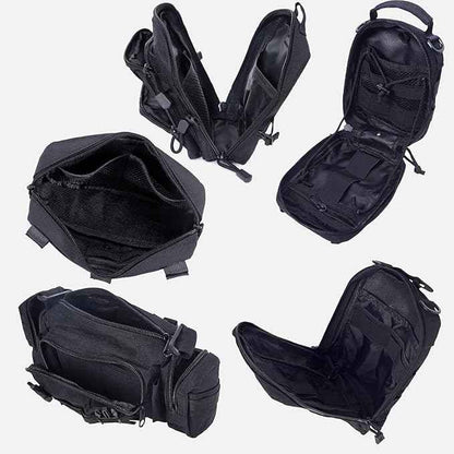 Universal Tactical Car Seat Back Organizer Bag Tactical Molle Vehicle Organizers Panel Vehicle Protector Organizers with 5 Detachable Pouches for Car (Upgraded B black)