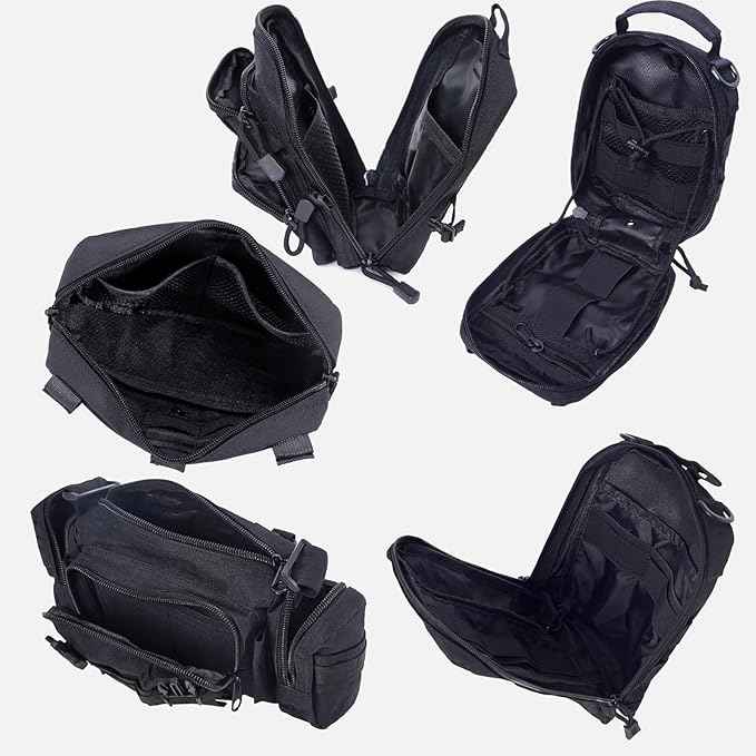Universal Tactical Car Seat Back Organizer Bag Tactical Molle Vehicle Organizers Panel Vehicle Protector Organizers with 5 Detachable Pouches for Car Truck Ford Jeep (Model B-Black)