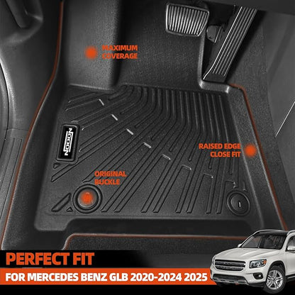 Custom Fit Floor Mats for Mercedes Benz GLB 2020-2024 2025, All Weather TPE Floor Liners with Trunk Mat & Backrest Protectors, Odorless Full Set Interior Accessories