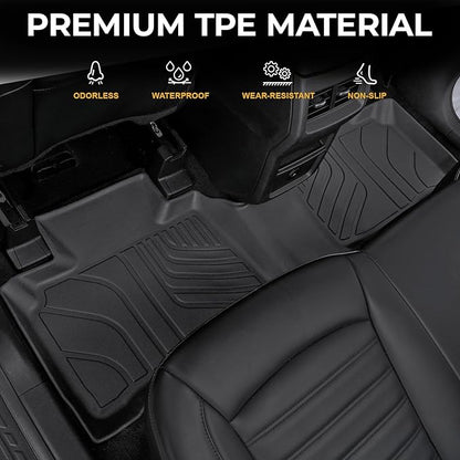 Floor Mats for Ford Edge 2015-2024, All Weather Floor Mats Trunk Cargo Liner with Backrest Protectors and Door Sill Guards Accessories, Full Coverage Set