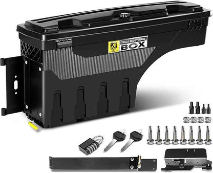 YHTAUTO Truck Bed Storage Tool Box Lockable Compatible with 2002-2018, 2020-2021 Dodge Ram 1500 2500 3500, 2019-2021 Ram 1500 Classic Driver Side, Not Fit Ram Box, Swing Waterproof Wheel Well Toolbox