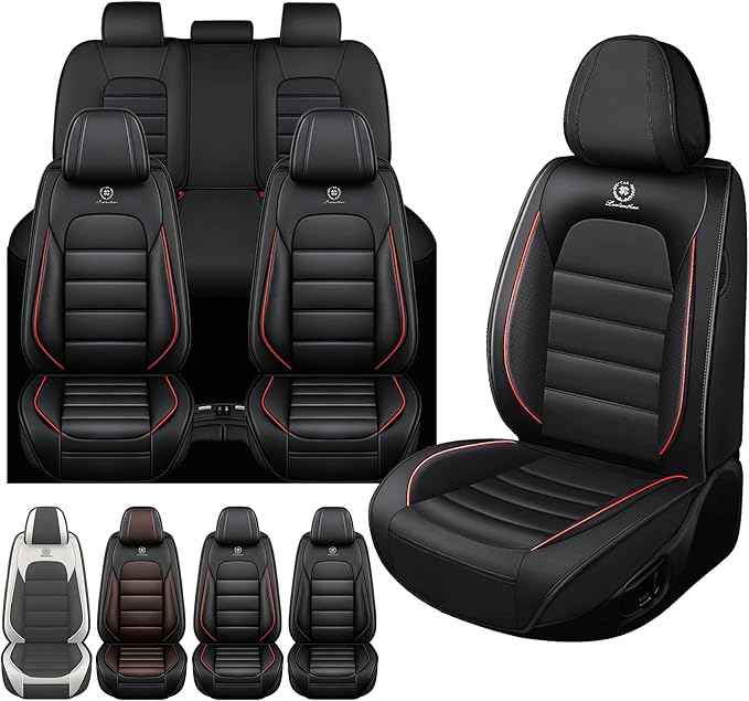 Car Seat Cover Fit for Honda CR-V 2014-2026 Waterproof Seat Covers,Nappa Faux Leather Breathable and Comfortable,Car Seat Protector Car Interior Accessories (Full Set) Black&Red