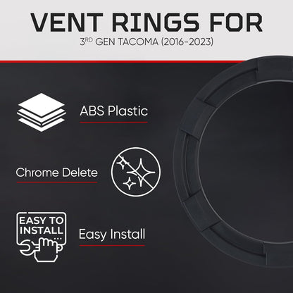 AJT Design Vent Ring for 3rd Gen Tacoma (2016-2023) | Blackout Mode | Impact Resistant ABS Plastic Car Vent Cover Ring Made For 3rd Gen Toyota Tacoma | Made in USA