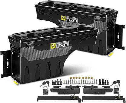 YHTAUTO Set of 2 Truck Bed Storage Tool Box Lockable Case Replacement for Dodge Ram 94-02 Ford F-Series 80-96 Chevy GMC C/K Pickup 88-98, Swing Waterproof Wheel Well Toolbox