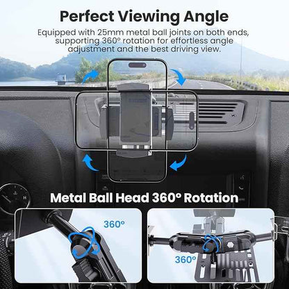 Upgraded Metal Phone Mount Compatible with Jeep Wrangler JK JKU 2018 2017 2016 2015 2014 2013 2012 2011 Accessories, Dash Phone Holder with Duck Mounts System Kit
