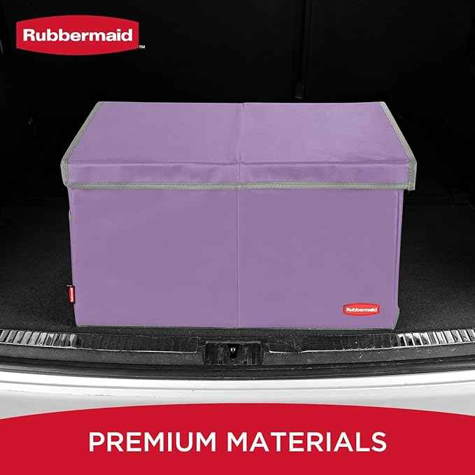 Rubbermaid Car Organizer, Collapsible Trunk Organizer, Multi-Compartment Car Storage Organization for Car Accessories, 2 Compartments With Cover, 21.65"*14.17"*12.2" - Purple