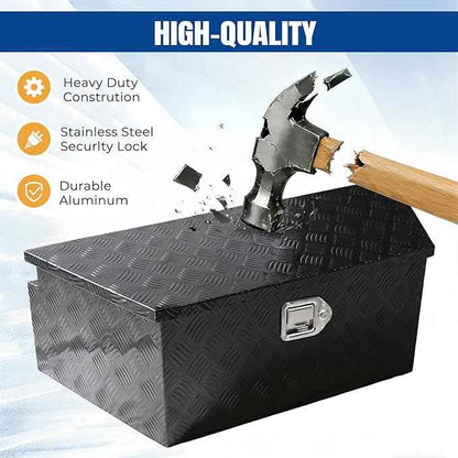 YESHMA 39" x 12" x 16.5" Trailer Tongue Tool Box Heavy Duty Aluminum with Latch and Keys Trailer Toolbox Organizer Truck Underbody Box Compatible with Pick Up Truck Bed RV Trailer ATV Black