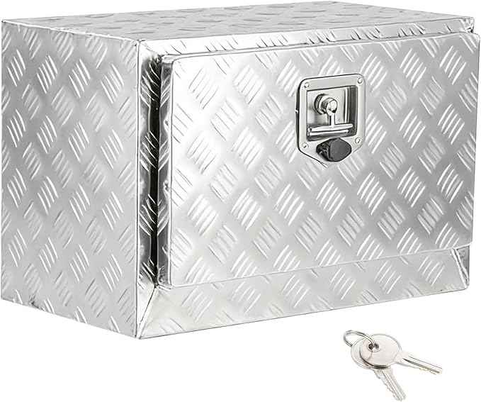 Garvee 36"x14"x16" Underbody Truck Tool Box - Heavy Duty Aluminum Diamond Plate Lockable Storage Box with T-Handle Latch & Keys, Waterproof Pickup Trailer Van Under-Vehicle Cargo Box, Silver