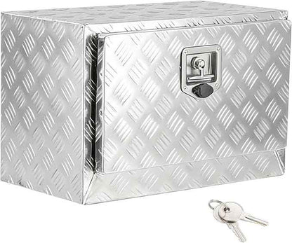 Garvee 24"x14"x16" Underbody Truck Tool Box - Heavy Duty Aluminum Diamond Plate Lockable Storage Box with T-Handle Latch & Keys, Waterproof Pickup Trailer Van Under-Vehicle Cargo Box, Silver