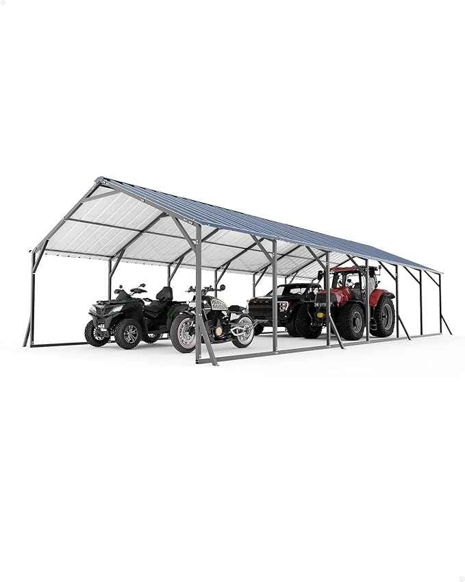 GarveeLife 20'x30'x12' Metal Carport for Multiple Vehicles, Heavy Duty Car Ports, Vertical Roof Design, All-Weather Use, for Full-Size Pickup Trucks, Boats, and Tractors