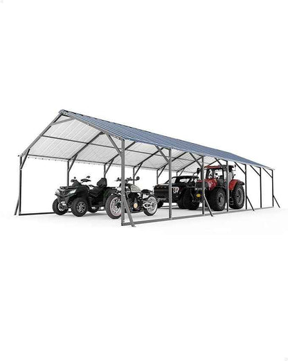 GarveeLife 20'X30'x12' Metal Carport for Multiple Vehicles, Enclosed Car Ports, Vertical Roof Design, for All-Weather, for Full-Size Pickup Trucks, Boats, and Tractors