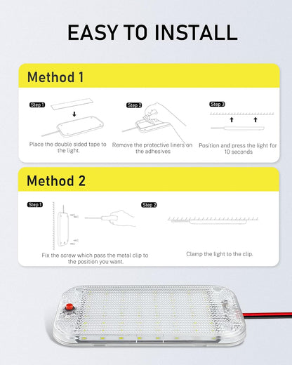 Dome Light for RV Interior, 48LED 800LM Ultra Bright 12 Volt LED White Lights, RV Ceiling Light with Switch Control, Ideal for Car Van Truck Camper Lorry Motorhome Boat(4 Pack)