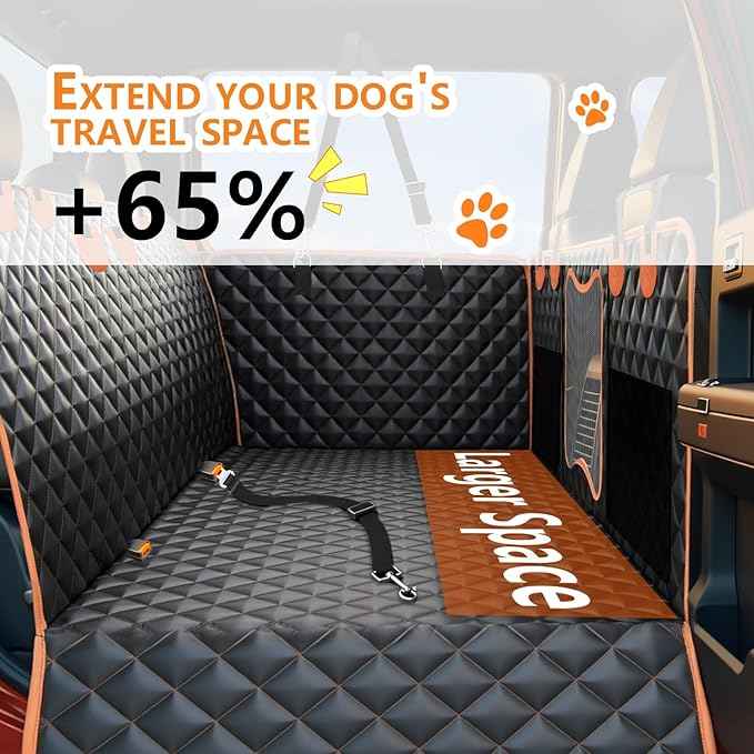 Back Seat Extender for Dogs,Car Seat Protector,Dog Car Seat Cover for Back Seat with Hard Bottom Holds 500 lbs,Waterproof Extender for Dogs,Pet Bed for Full Size F150/RAM1500/Silverado Crew Cab Pickup