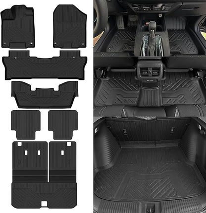Custom Fit Floor Mats for 2016-2022 Honda Pilot 7 Seats/Captain Seat (No Elite Models), All Weather TPE Floor Liners with Trunk Mat & Backrest Protectors, Odorless Full Set Interior Accessories