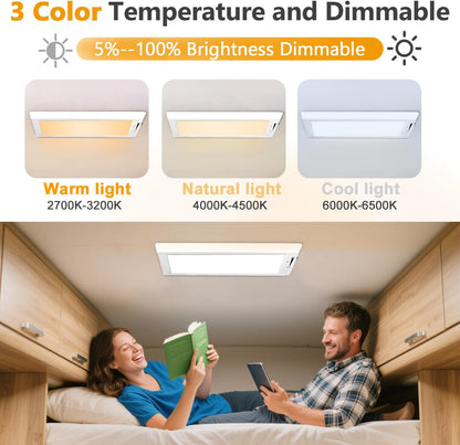 RV Lights Interior,3 Color RV LED Super Bright Fixture,12V RV Ceiling Dome Light with ON/Off Dimmable Switch Energy Saving for RV/Camper/Car/Trailer/Boat