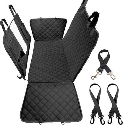 Dog Car Seat Cover for Back Seat, Dog Hammock for Car, Waterproof Backseat Cover for Dogs in Car SUV & Truck, with Mesh Window and Multiple Pockets