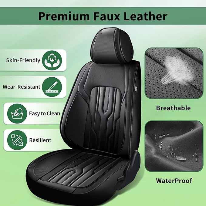 YORKNEIC Car Seat Covers Full Set fit for Jeep Cherokee 2014-2023, Faux Leather Custom Seat Covers Durable & Scratch-Resistant SUV Protection Easy Install (Full Set, Black)