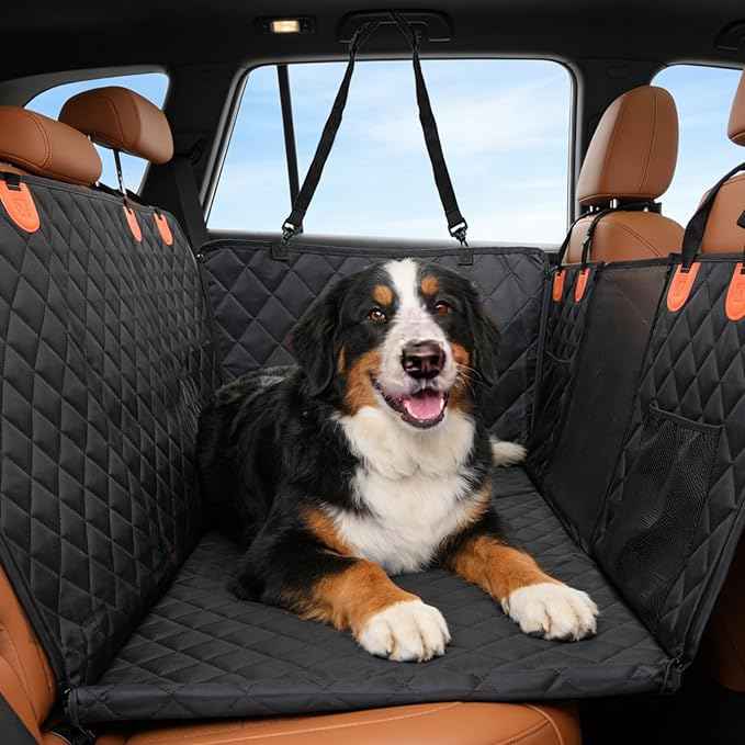 Egles Dog Car Seat Cover for Back Seat, Back Seat Extender for Dogs with Hard Bottom - New Non-Slip, Waterproof, Scratch Resistant, Portable Dog Hammock, Suitable for Cars, SUVs and Trucks