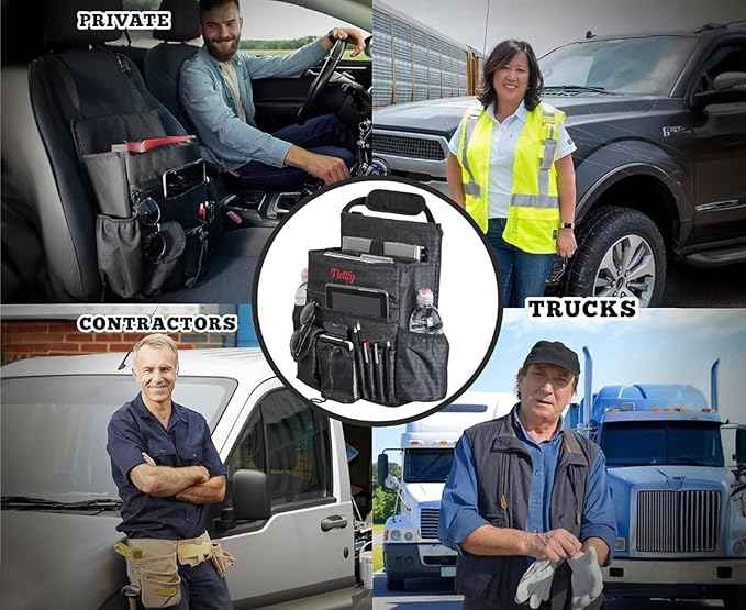 Tidify Back Seat Car Organizer with Dedicated Tablet and Laptop Storage Stabilizing Side Straps Soft Adjustable Shoulder Strap and Hardened Buckles Your Office Away from Office