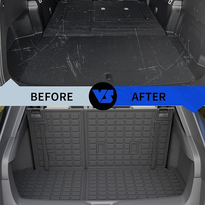 Rongtaod Cargo Mat Compatible with 2024 2025 2026 Toyota Grand Highlander Cargo Liner Trunk Mat TPE All Weather Back Seat Cover Protector Grand Highlander Accessories (Trunk Mat with Backrest Mat)
