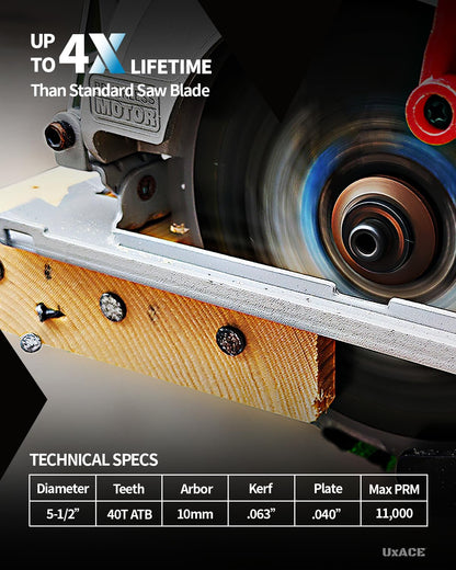 5-1/2-Inch 40-Tooth Circular Saw Blade with 10 mm Arbor, Ultra Finish Wood Cutting, Carbide Tip, Thin Kerf, for Plywood, MDF, OSB, Laminated, 2 Pack