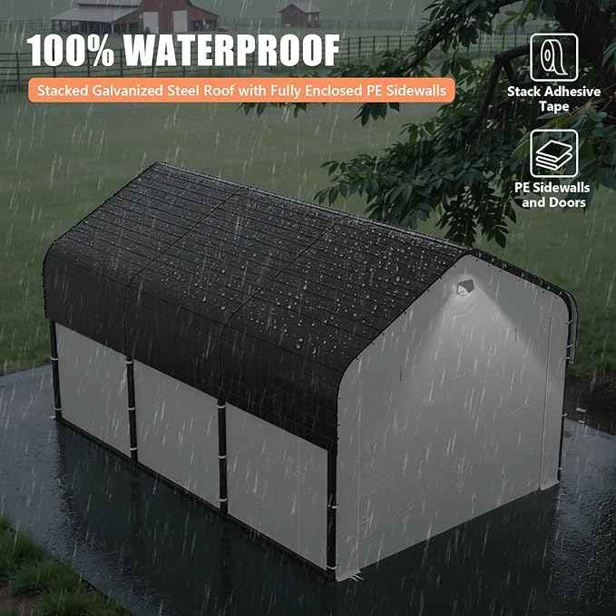 Carports Canopy Heavy Duty, Portable Garage with Sidewalls (10x16, Fully Enclosed)