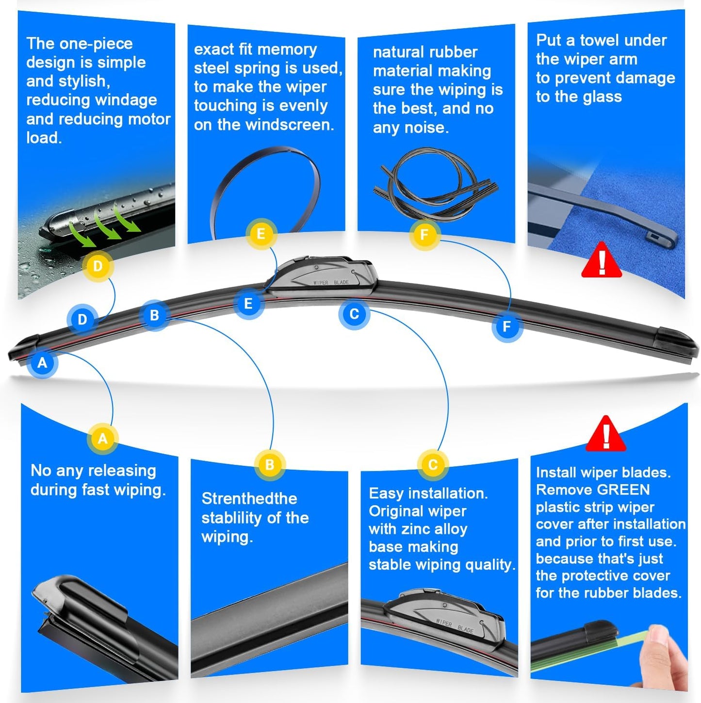 Windshield Wiper Blades Replacement for Nissan LEAF 2011 2012 2013 2014 2015 2016 2017 Original Factory Quality Front Rear Wipers Blade Set for My Car - 26" 16" 10" (Pack of 3)