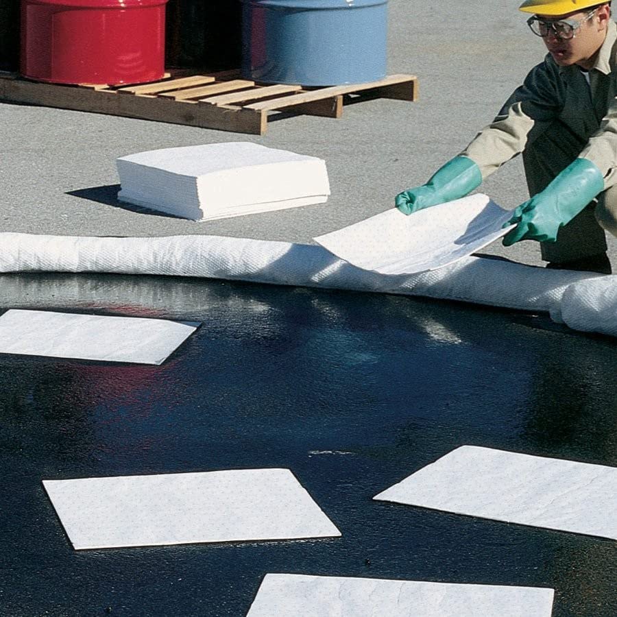 Oil Absorbing Mat Pad in Dispenser Box Absorbs Oil and Fuel Repels Water 14 (200 Count)