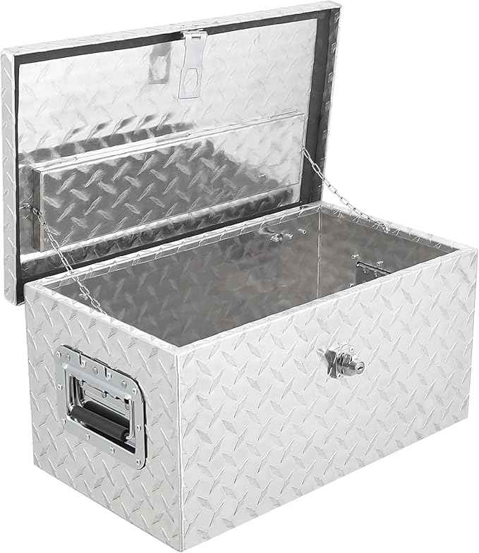 Trailer Tongue Box, Heavy Duty Storage With Lock and Keys, Utility Truck Tool Box Storage Organizer, Tool Chest for Pickup Truck Bed, RV, 20"x10"x12" (20"x10"x12"- Sliver -LT)