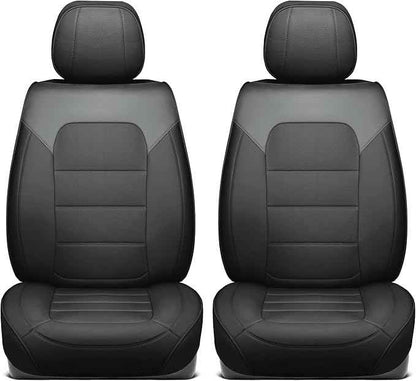 Classic Edition Faux Leather Seat Covers for Cars, Trucks, & SUV – 2 Charcoal & Black Car Seat Covers for Front Seats - Universal Fit Car Accessories Interior Protector for Most Vehicles