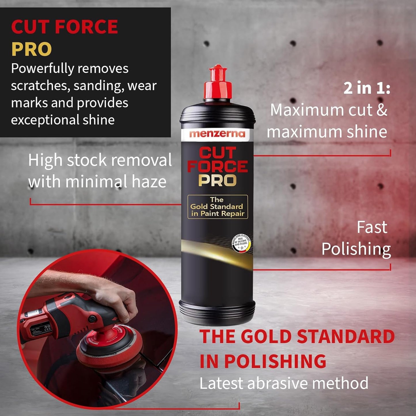 menzerna Cut Force Pro Car Polish 32 oz I Premium Polish with Heavy Cut and high Gloss Finish I Buffing & Polishing Compound for Car Maintenance I for Scratches & Sanding Marks I Car Body Repair - AutoBay