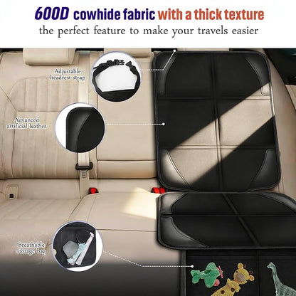 Bacgnyer Car Seat Protector, 2 Pack Carseat Seat Protectors for Child Baby Car Seat Mat Vehicle Pet Cover, Waterproof & Durable 600D Fabric Car Seat Cover with Non-Slip Backing and Mesh Pockets