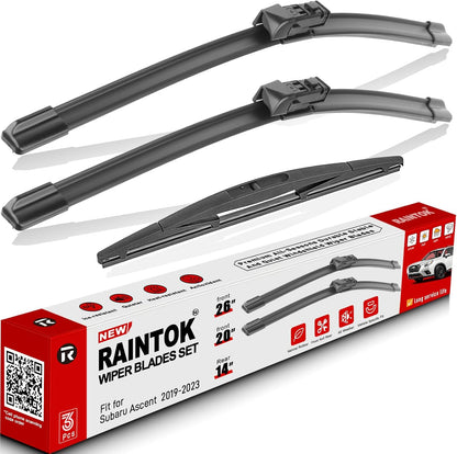 Windshield Wiper Blades Replacement for Subaru Ascent 2019 2020 2021 2022 2023 Original Factory Quality Front Rear Wipers Blade Set for My Car - 26" 20" 14" (Pack of 3)