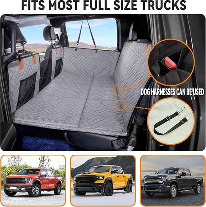 YJGF Dog Back Seat Extender for Truck,Truck Seat Cover Back Seat,Dog Hammock for Truck,Pet Seat Covers for Dogs,Hard Bottom Seat Extender for Dogs(Grey,for Full Size Truck)