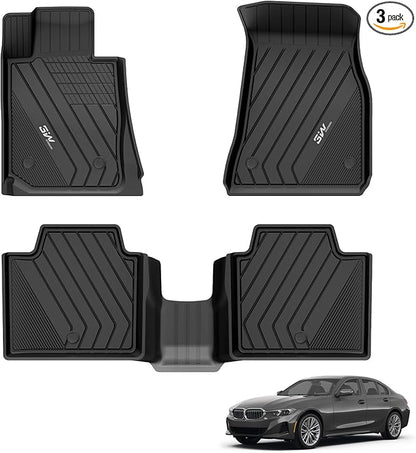 3W Floor Mats Custom Fit for 2019-2023 2024 2025 BMW G20 3 Series 330i 330e Sedan, TPE All Weather Floor Liner for BMW 3 Series G20 Accessories 1st and 2nd Row Full Set Car Mats (NOT for GT & 2 Door)